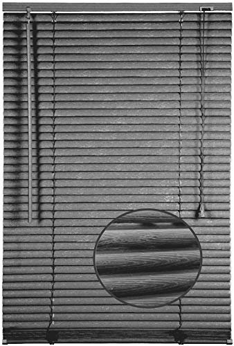 Funky Gadgets Grey Embossed Pattern PVC Window Venetian Blind Blinds Easy Fit Curtains Made to Measure Blinds Windows Treatment Shutters Twist Open Close(Steel Grey Embossed Pattern, 165 x 150 cm)