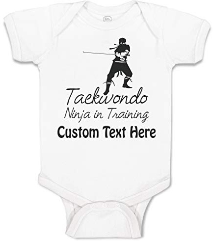 Custom Personalized Baby Bodysuit Taekwondo Ninja in Training Sport Funny Cotton Boy & Girl Baby Clothes A White Personalized Text Here Newborn