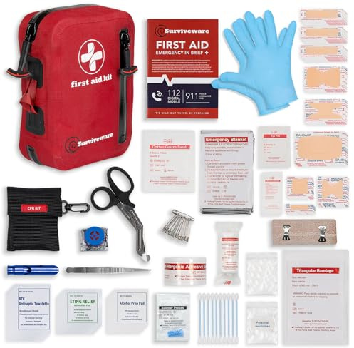 Surviveware 98-Piece Waterproof Premium First Aid & Survival Kit - Comprehensive Emergency Preparedness Gear for Camping, Hiking, Backpacking, and Outdoor Adventures