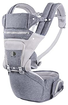 Porta-Bebè Ergonomique 4 Positions avec capuchon amovible/regolable, de 4 à 20 kg. Transposer complète (Gris)