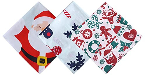 HOULIFE Taschentücher Weihnachten – Taschentuch für Damen, Handkerchiefs for Women, 100% 60S Gekämmte Baumwolle Weihnachtsmann Stofftaschentücher, 3/6 Stück, 40x40cm (3, Just Say Ho)