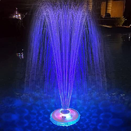 Fontaine de piscine avec spectacle de lumières sous-marines, alimentée par batterie rechargeable, fontaine flottante, 2 modes de pulvérisation pompe pour fontaine d'étang, salle de bain, étang, jardin