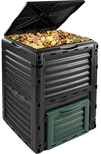 Bidone per compost da giardino da 300 litri, Composter Bidone per rifiuti Eco Compost Converter Riciclaggio del suolo Stoccaggio all'aperto Rifiuti Erba Compostaggio