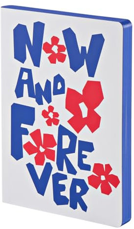 nuuna Notizbuch A5+ | Graphic L - Now And Forever | 3,5 mm Punktraster | 256 nummerierte Seiten | 120 g Premium-Papier | Leder weiß | nachhaltig produziert in Deutschland