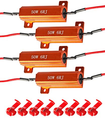 Flaconi 4PCS Car Load Resistors,50W 6ohm LED Resistor,LED Load Resistors,Load Resistors LED Turn Signal,Resistors for LED Lights,Use for Fix LED Bulb Fast Hyper Flash Turn Signal Blink Error Code