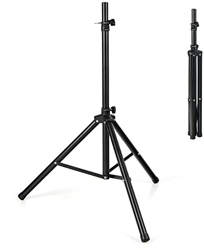 COSTWAY Speaker Tripod Stand, Heavy Duty DJ Speaker Stands with 5-Level Adjustable Height 122-186cm, Safety Latch, 35 mm Compatible Insert, Universal Metal Monitor Stands, 50kg Load
