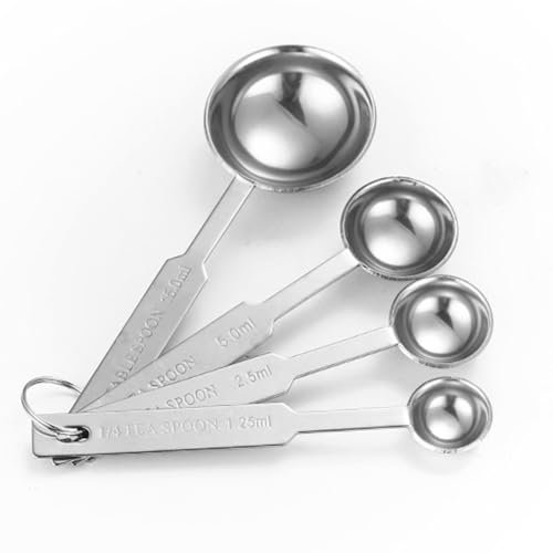 FOSDICK Set di 4 Cucchiai Dosatori, Misurini Cucina in Acciaio Inossidabile, Cucchiaio Dosatore da Caffè, Misurini da Caffè, Misurino Proteine per Caffè Tè Zucchero Polvere(1/4tsp,1/2tsp,1tsp,1tbsp)