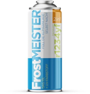 FrostMEISTER 2-i-1 – 400 ml luftkonditioneringsset för bil (R1234yf, från tillverkningsår 2017) – Snabb, enkelt och miljövänligt underhåll med korrosionsskydd