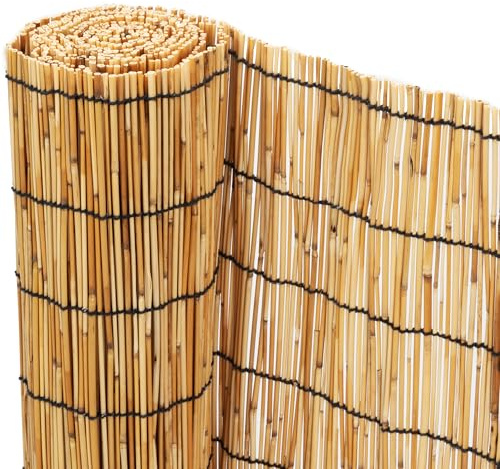 Ribelli Esterilla de junco para valla de privacidad, 100 x 300 cm, resistente a la intemperie, protección visual para balcón, terraza, jardín, protección visual 100%, protección visual natural para