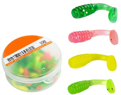 YUTNGYNG 50Pcs Soft Fishing Lures 1.5cm Artificial Baits Small Paddle Tail Swimbaits Tiny Fishing Lures For Trout Swim Baits