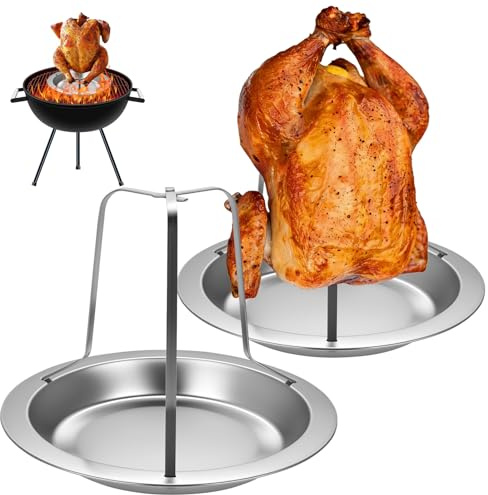 wugongshan 2 uppsättningar kyckling rostställ, vertikal kyckling grillställ, rosthållare med dropppanna, rostfritt stål kalkon rostningsställ grill kycklinghållare för ugn, grill grillning matlagning