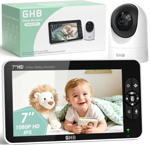 GHB Camara Vigilacia Bebe 7 Pulgadas IPS 1080P Pantalla Duración 168 Horas