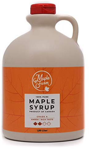 MapleFarm - Puro sciroppo d'acero Canadese Grado A, Amber Rich taste - Caraffa 1,89 l (Confezione da 1) - Pure maple syrup - succo d'acero