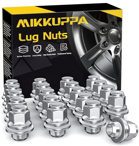 MIKKUPPA M12x1.5 Mag Lug Nuts - Replacement for Toyota Avalon Camry Corolla Highlander RAV4 Sienna Matrix Prius Venza Crown OEM Factory Wheels, Chrome 20pcs Tire Nuts with Washer