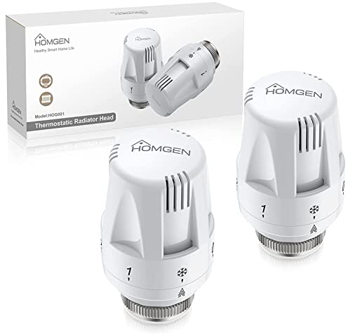 2PCS Cabezal Termostático Inteligente HOMGEN Válvula de Radiador Termostático M30 x 1.5 Cabezal de Termostato para Válvula de Radiador
