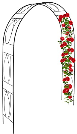 Relaxdays Rosenbogen Metall, Torbogen Garten, HxBxT: 233 x 153 x 35 cm, Vintage, Rankbogen für Kletterpflanzen, schwarz