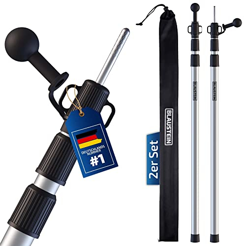 Blaustein Zeltstangen 2er Set - Teleskopstange für Sonnensegel, Tarp & Zelt - Sonnensegel Stange - Tarp Stangen für Camping - Sturmsicher & Wetterfest - Ultraleichte Zeltstange mit Länge: 94-235cm