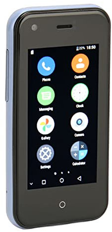 D18 3G Mini Smartphone, 2,5 Tum 1 GB RAM 8 GB ROM Quad Core Mobiltelefon, 0,3 MP Främre och 2 MP Bakre Kamera, 1580 MAh Batteri, Dual SIM Wifi Mobiltelefon för Barn (Ljusblågrå)