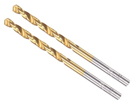 CoCud Torsion Foret Mèches, 3,3 mm Perçage Diamètre, Titane Revêtement Haute Vitesse Acier 6542 Droit Rond Tige - (Applications: pour Inox Acier Alliage Métal), 2-Pièces