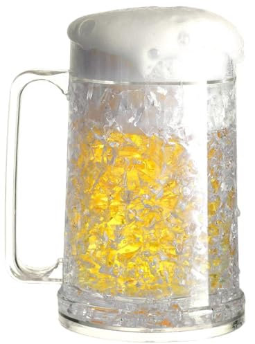 EASICOZI Double Wall Gel Frosty Freezer Ice Mugs Clear 16oz Set of 1 (White), BB000