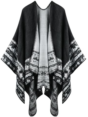 HOTUT Poncho pour femme, écharpe surdimensionnée, cardigan, douce et drapée, cadeau pour maman, taille unique