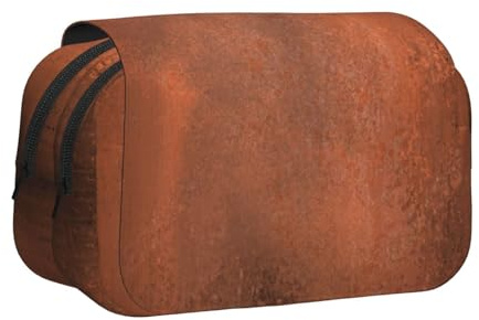 YXDVPALNE Pintura Martillada Abstracta Naranja Marrón Envejecida Cobre Quemado Sucio Oscuro Color Antiguo Desordenado Estuche para lápices portátil con Doble Concha y Cremallera