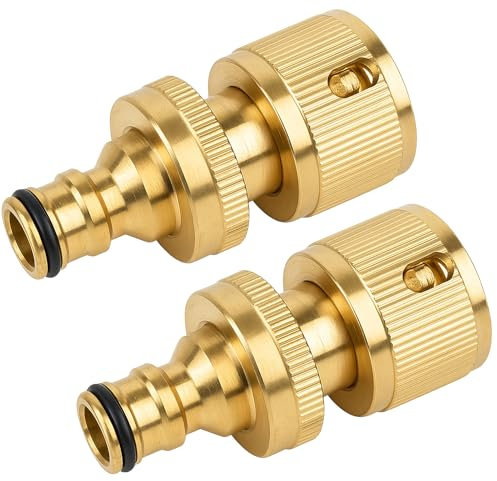 DmDoyy 4 Unidades De 1/2 Pulgadas, Conector De Manguera De Latón, 2 En 1 Conector De Grifo, 3/4 Pulgadas, Acoplamiento Rápido, Adaptador De Manguera Para Manguera De