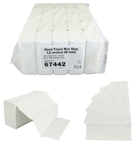 Papierhandtuch Non Stop, weiß, 100% Recycling, 2-lagig, 20.3x32 cm, W-Falz (Interfalz), 25x120=3.000 Tücher im Handy-Pack