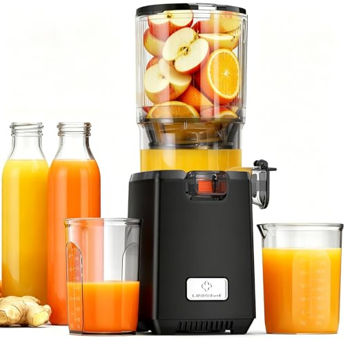 LINKChef Cold Press Juicer – 250W Juicer Machines, 5.12 Large Feed Chute for Whole Fruits & Vegetables, 60oz Slow Juicer Family Size, Easy to Clean | BPA-Free | Juice Recipes