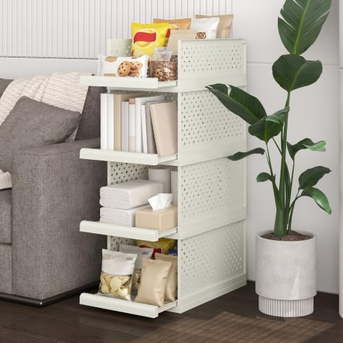 Storage Drawers, 32.5cm wide Cupboard Organiser, Bathroom Stackable Shelf | Pull Out Organiser for Shoe, Towel, Large Organizer Boxes for Under Sink, Kitchen, Laundry and Living Room, Hall, 81.5cm Tall