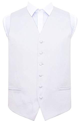 DQT Mens Plain Glossy Satin Classic Waistcoat - Wedding, Business & Formal Suit Vest