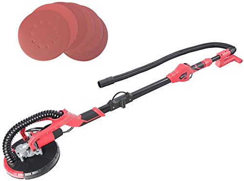Arebos Lijadora telescópica para paredes y techos | lijadora de pared Eléctrica con cable| Lijadora Jirafa | 710W | 225 mm, Rojo, Negro