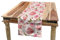 ABAKUHAUS Blumen Tischläufer, Vintage Tea Cups Roses, Esszimmer Küche Rechteckiger Dekorativer Tischläufer, 40 x 225 cm, Farngrün Hellrosa