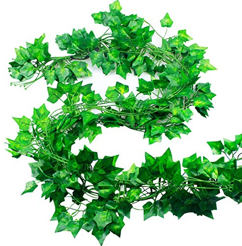 NATUCE Piante Artificiali 12 Pezzi 24M Edera Finta Artificiale da Appendere Edera Ghirlanda Piante Finte da Esterno Rampicante per Balconi Giardino Matrimonio Decorazione Verde
