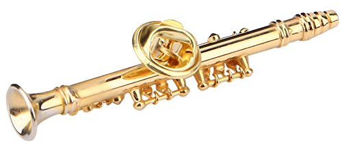 Clarinette Broche Broche Instrument de Musique Plaqué Or Femmes Broche Broches avec Boîte- pour Collection