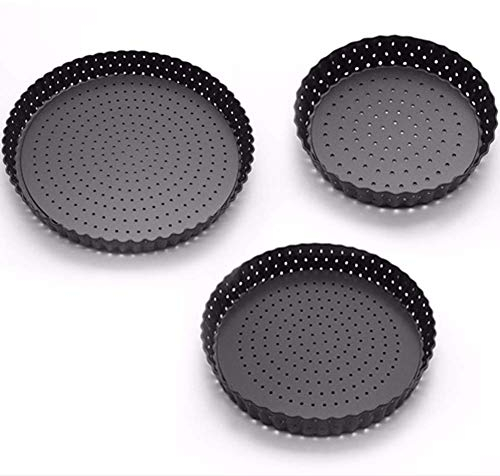 Moule À Tarte Antiadhésif 3 Pièces avec Base Libre, 3 Moules À Flan Cannelés Et Tarte/Quiche De Différentes Tailles, Plat De Cuisson pour Créer des Gâteaux Au Fromage Crémeux, des Gâteaux Au Chocola