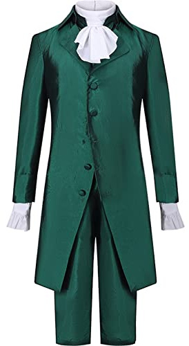 Weixu Colonial Military Uniform Cosplay Costume Men Tailcoat Green Outfits for Halloween Party S