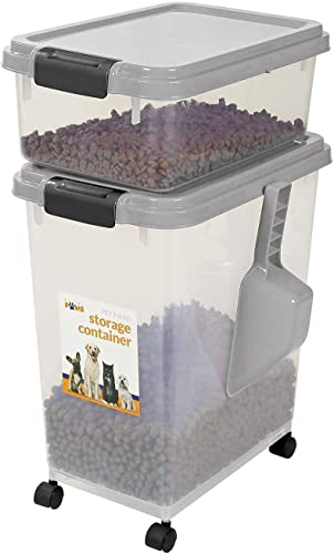 Uk Top Shop Air Resistant Pet Food Container Pet Food Bin for Dry Food Seed for Dog Cat Birds with Measuring Plastic cup Grey