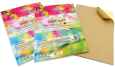 Evergreen Goods A4 100 Brown Sticker Paper - 210 X 297mm | Self-Adhesive Sticky Kraft Paper Sheets | Inkjet & Laser Printers | HD Graphic Labelling Sticker | Use for Office, Home & Multipurpose