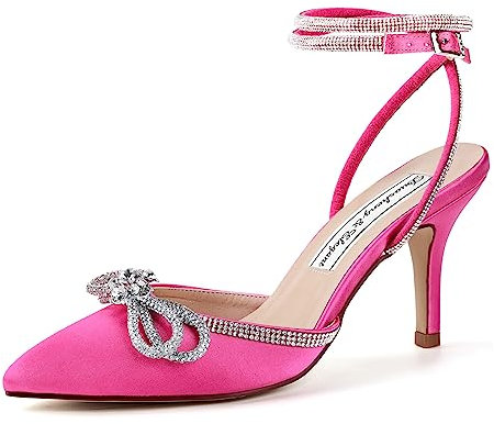 Duosheng & Elegant HC2302 Hot Pink Pumps High Heel Sexy Geschlossene Sandalen Damen Sommer Slingpumps Damen für Party Abendschuhe Hochzeitsschuhe Brautschuhe Gr. 38