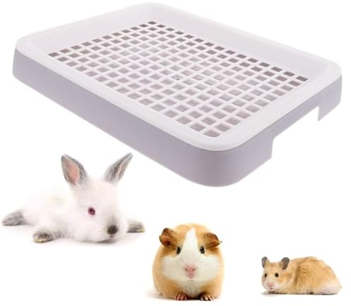 bangminda Bac Litiere Lapin Animal Toilette Boîte à Litière de Lapin Toilette pour Cochon d'Inde avec Grille Bac à Litière pour Petit Animal Entraîneur de Pot en Cage pour Hamster Rat (Gris)