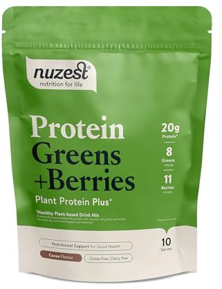Nuzest - Protein Greens + Berries – Superfood Powder – Plant Protein Blend - Cocoa, 300g (10 Servings)