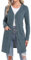 Aottori Cardigan Damen Lang Strickjacke Leichte Elegant Longstrickjacke V-Ausschnitt mit Taschen und Knöpfen Blau XL