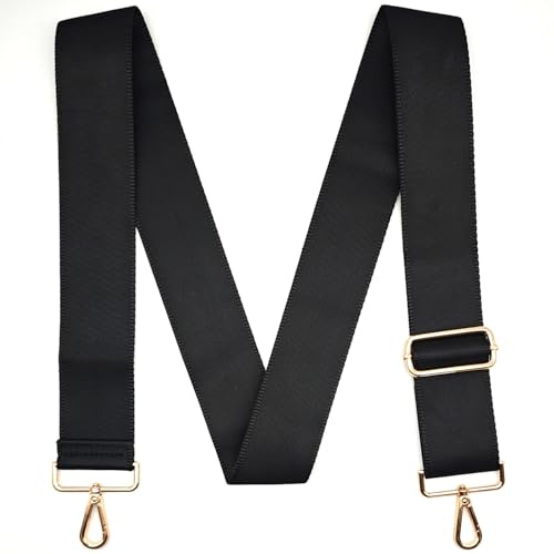 CXTAI Correa de Hombro para Bolso - Ajustable 5,0cm con Ganchos Dorados, Resistente y Lavable - Negro