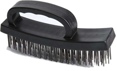 Brosse métallique très résistante, 4 rangées en acier au carbone pour nettoyer la rouille et la saleté lourde avec poignée ergonomique, multifonction pour nettoyer les tuiles, enlever la rouille et