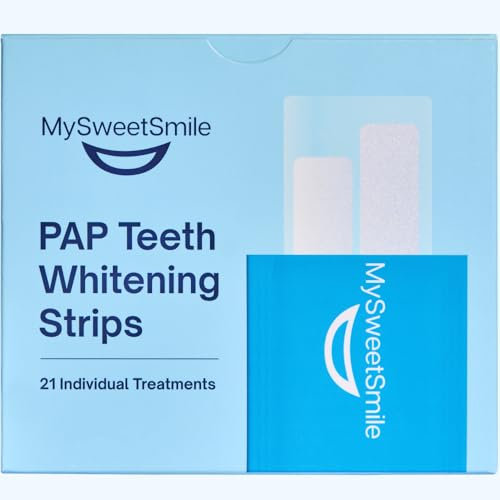 MySweetSmile Strisce sbiancanti per denti Pap - Formula sicura per lo smalto e senza sensibilità - 42 senza perossido - Marchio vincitore del premio IndyBest - 21 trattamenti - Gusto menta