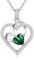 CDE Kette Halskette Damen Whitegold Herz Kette Kupfer Geburtsstein Geschenke für Sie Muttertag Geburtstag Valentinstag Weihnachten für Frauen Mama (Whitegold-05-Mai)