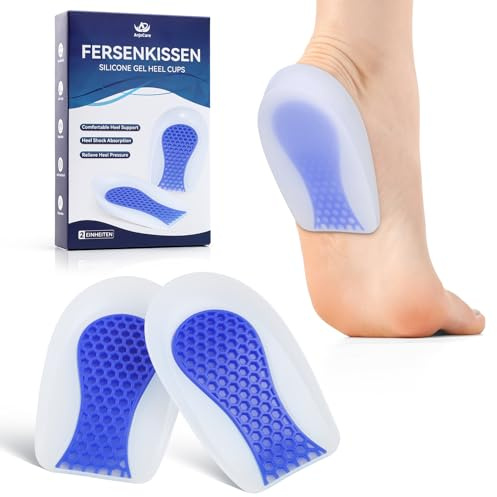 AnjoCare Silicone Gel Heel Cups, Shock Absorbing Heel Pads for Pressure Relief, Heel Support & Cushioning, Soft Breathable Gel Heel Cups for Men & Women (1 Pair)