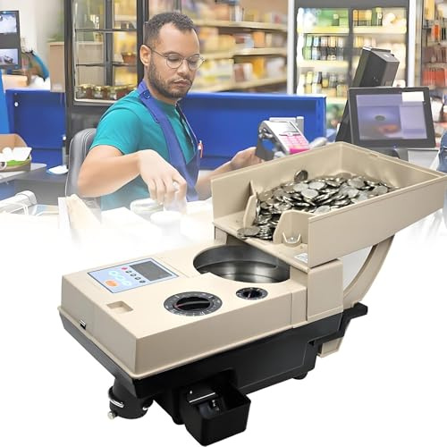 Mynträknare sorteringsmaskin, Heavy Duty Bank Grade Mynt sorterare med stor behållare, 1200 mynt per minut räknehastighet, 2000 mynt behållare kapacitet
