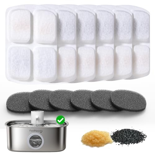 6 Piezas de Filtro y 6 Piezas de Esponjas Filtrantes de Repuesto para FEELNEEDY 8L Fuente para Gatos de Acero Inoxidable FN-W18